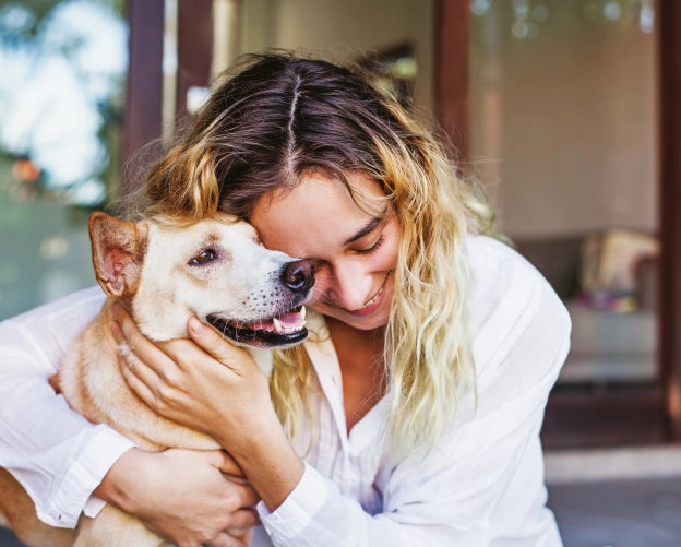 Blonde woman with dog