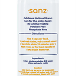 The back of the Sanz laundry detergent bottle.